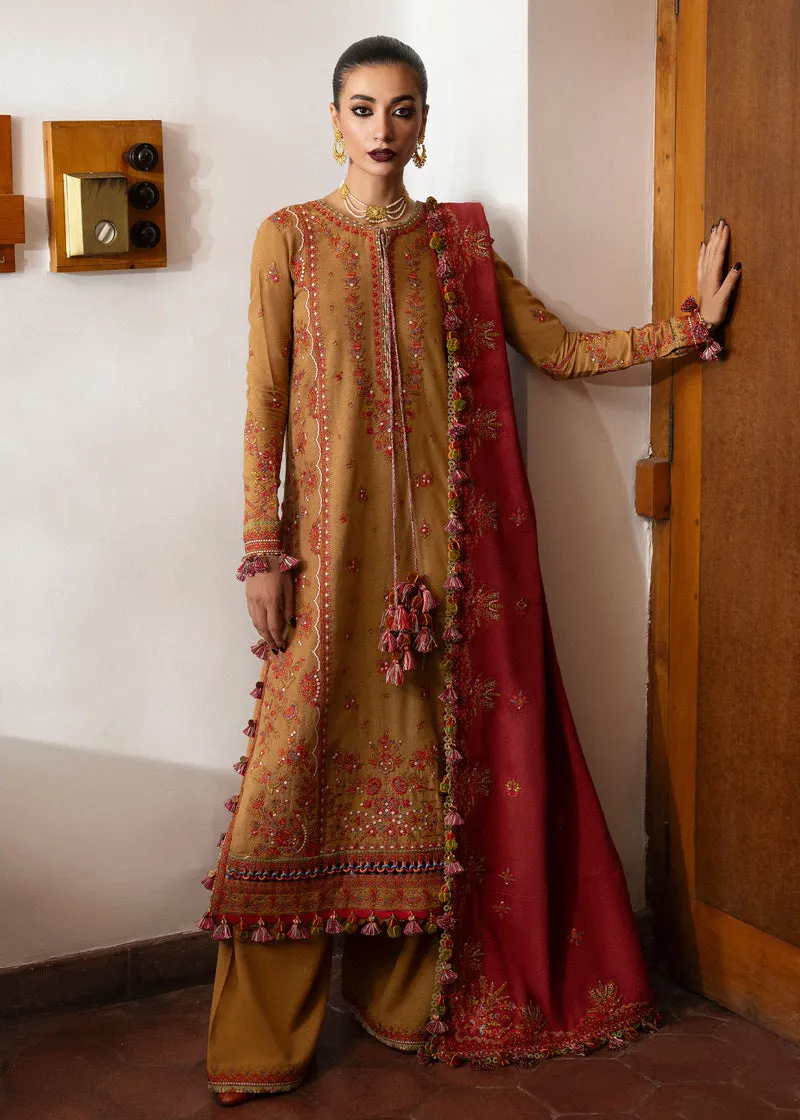 Hussain Rehar Unstitched 3 Piece Karandi A/W Collection'2024-Tawn
