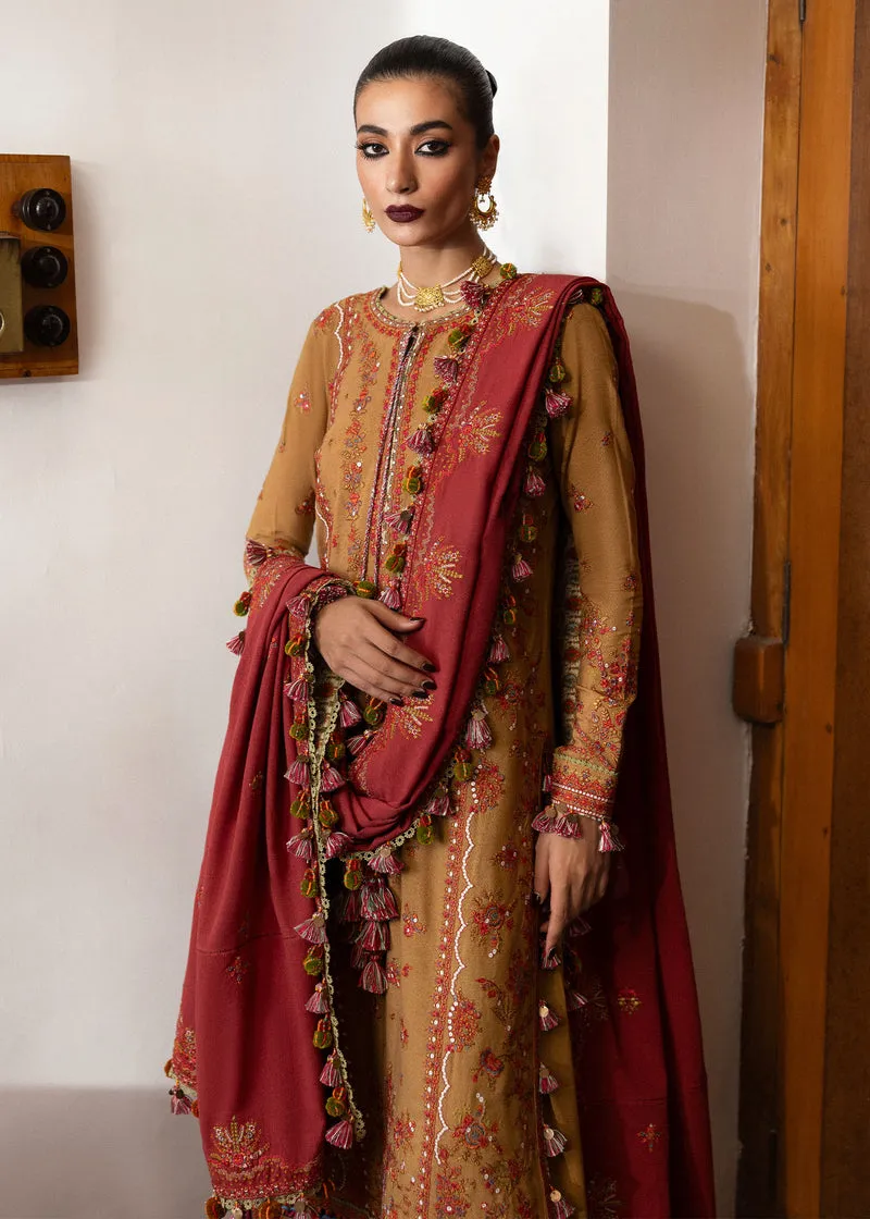 Hussain Rehar Unstitched 3 Piece Karandi A/W Collection'2024-Tawn