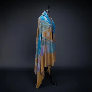 Ikat Pashmina Shawl Dark Turquoise & Copper