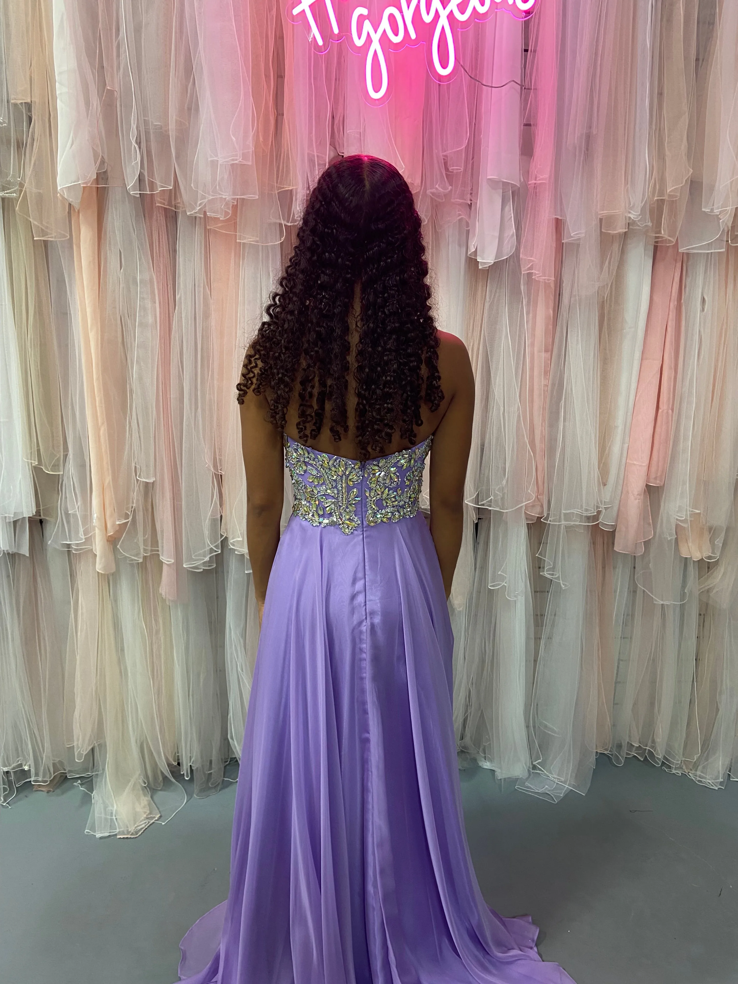 JVN by Jovani 93709 Lilac Sweetheart Layered Chiffon Dress - Size 2