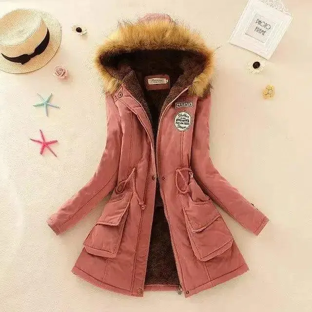 Large wool collar lamb coat