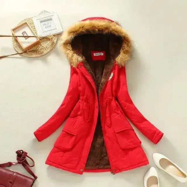 Large wool collar lamb coat
