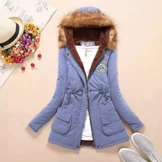 Large wool collar lamb coat