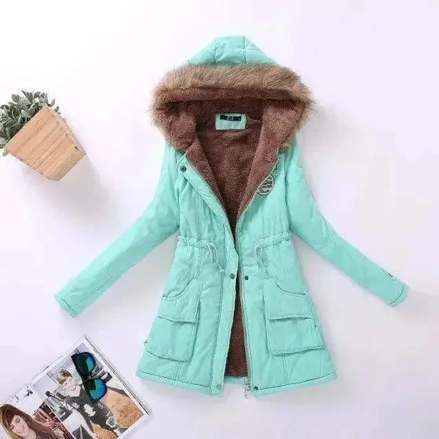 Large wool collar lamb coat