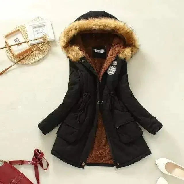 Large wool collar lamb coat