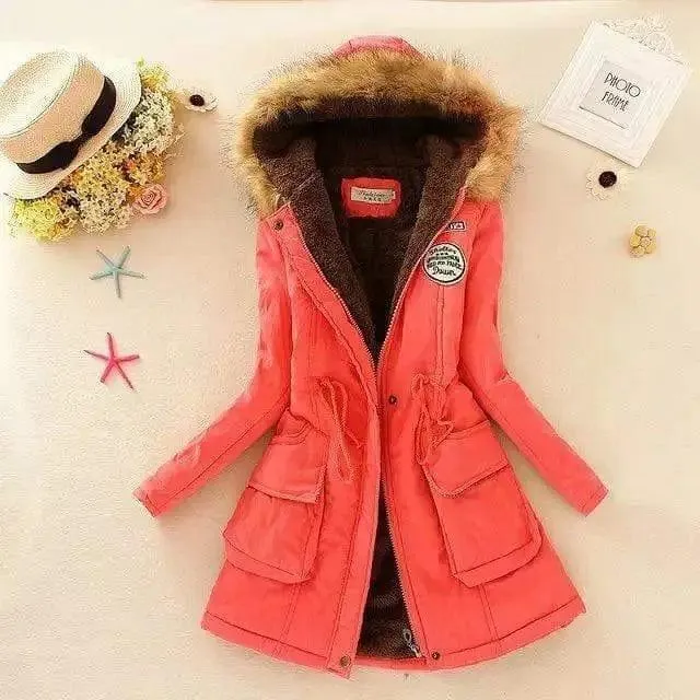Large wool collar lamb coat
