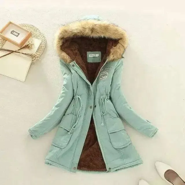 Large wool collar lamb coat