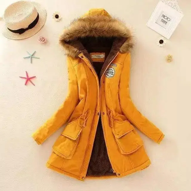 Large wool collar lamb coat