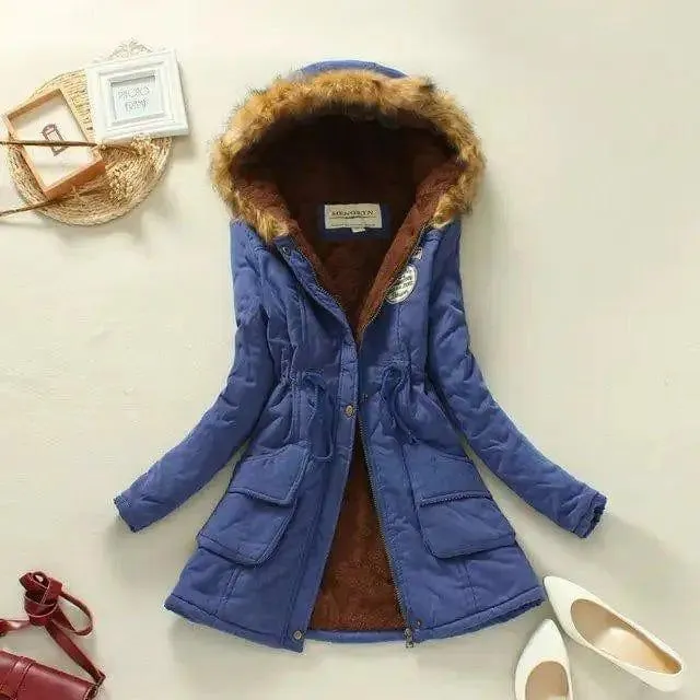 Large wool collar lamb coat