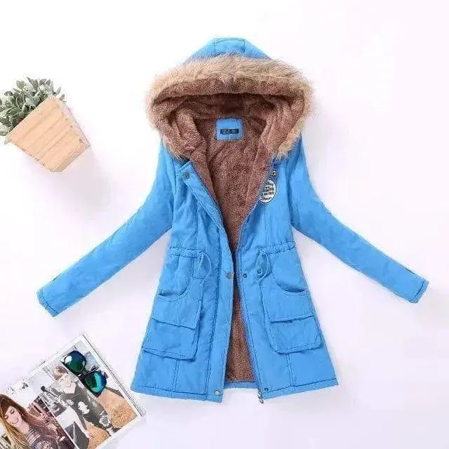 Large wool collar lamb coat
