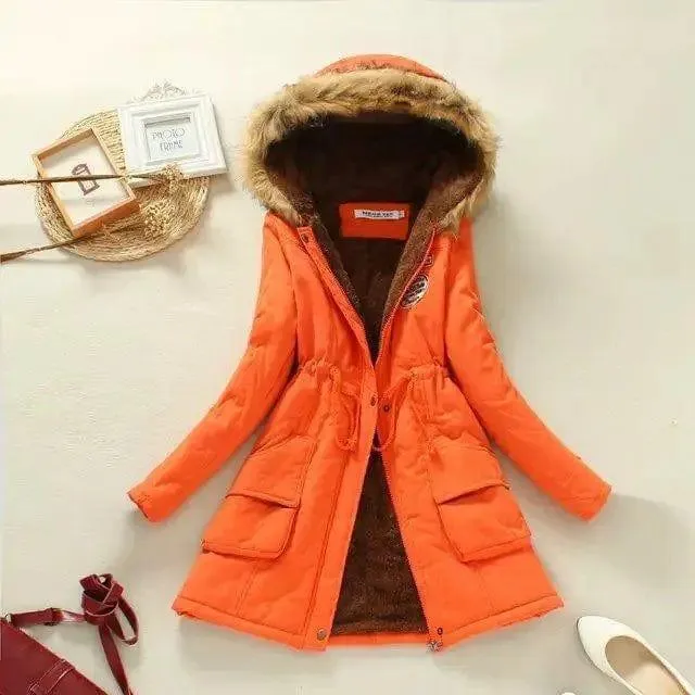 Large wool collar lamb coat