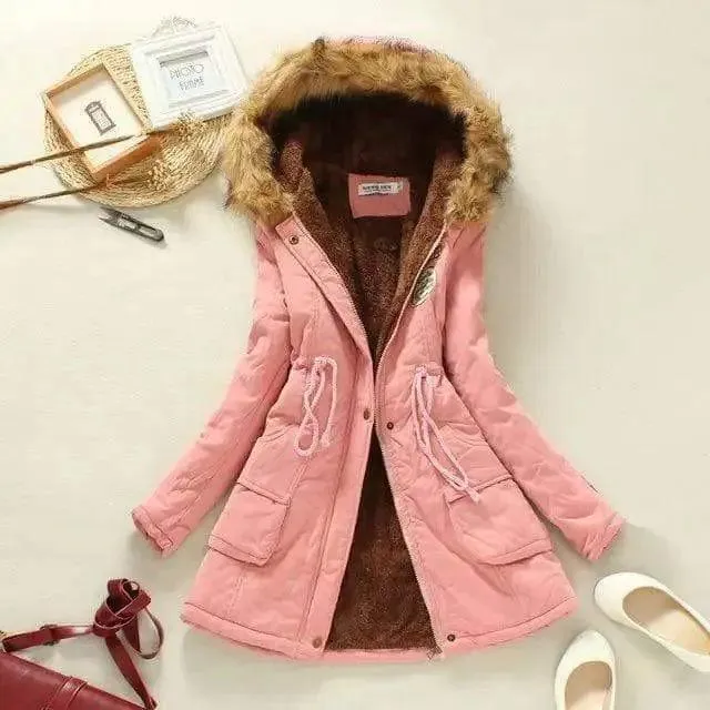 Large wool collar lamb coat