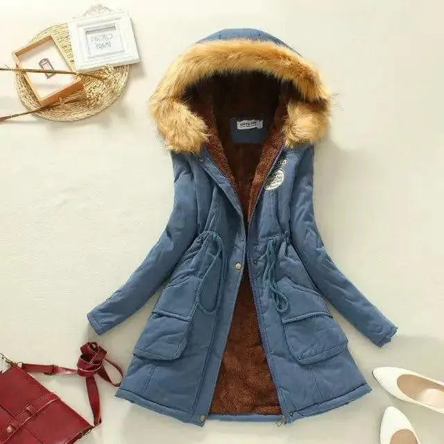 Large wool collar lamb coat