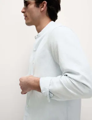 Linen Cotton Grandad Collar Shirt