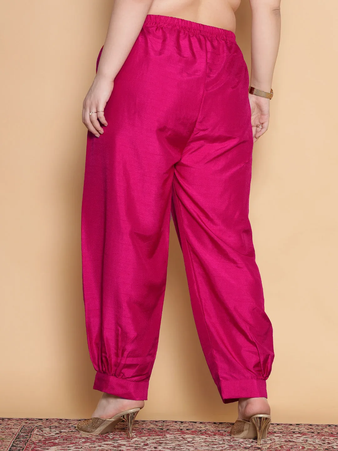 Magenta Silk Afghani Salwar