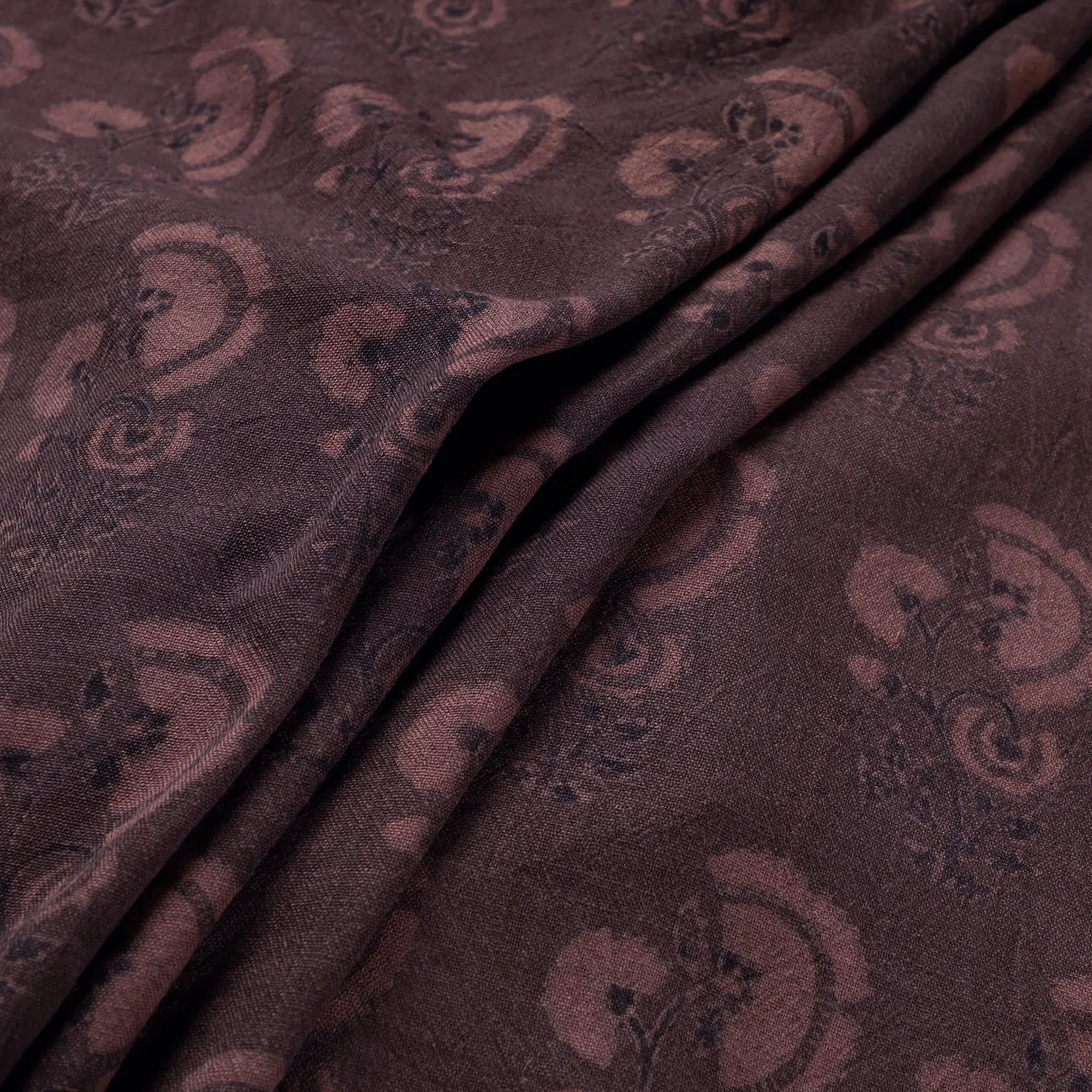 Maroon Butta Pure Wool Handloom Ajrakh Hand Block Printed Fabric