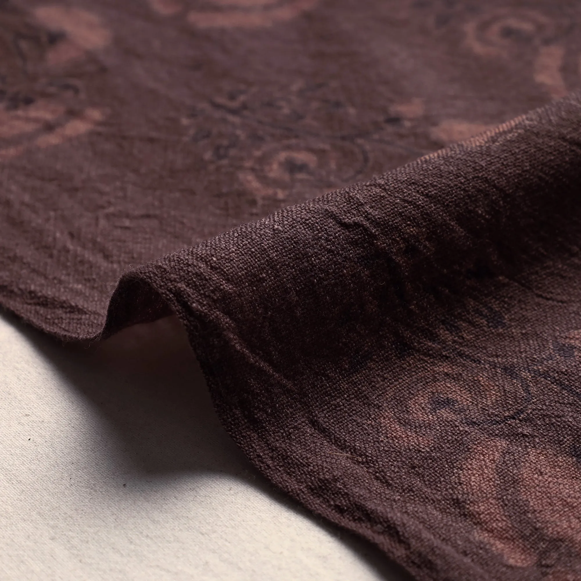 Maroon Butta Pure Wool Handloom Ajrakh Hand Block Printed Fabric