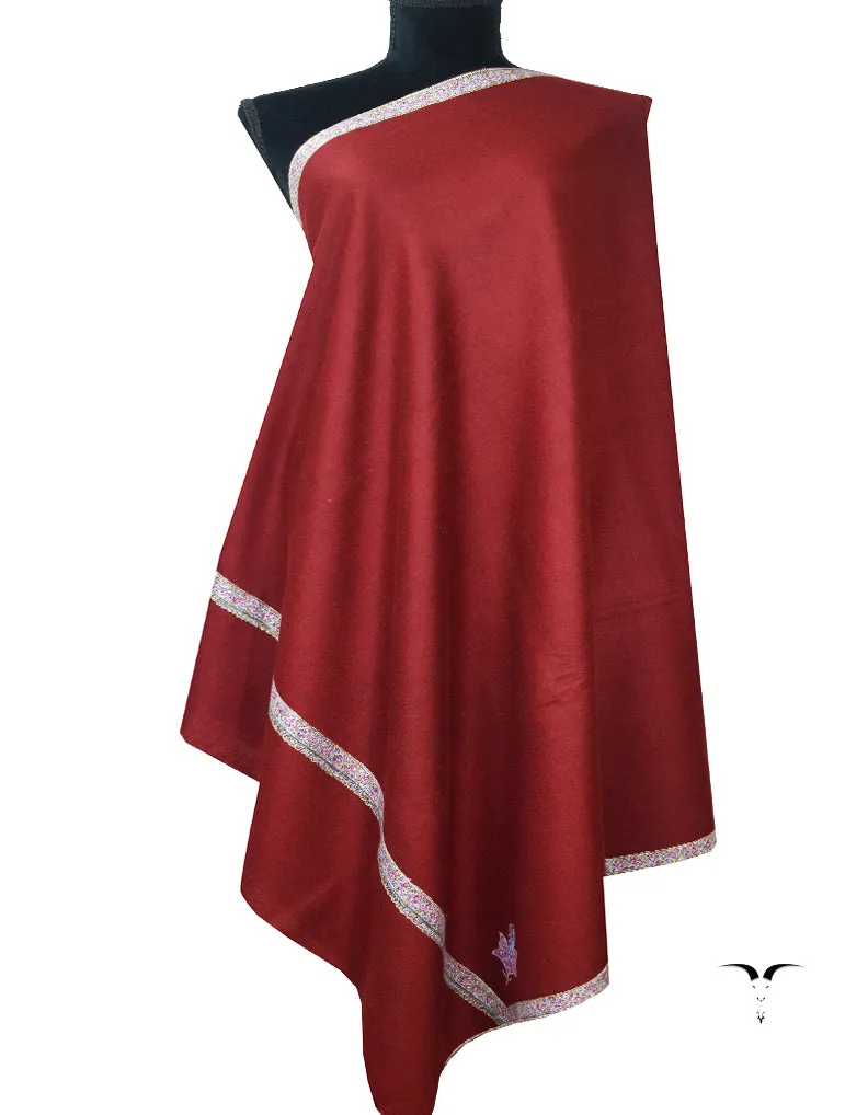 maroon embroidery pashmina shawl 7956