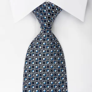 MCM Silk Neckie Dots On Blue With Rhinestones