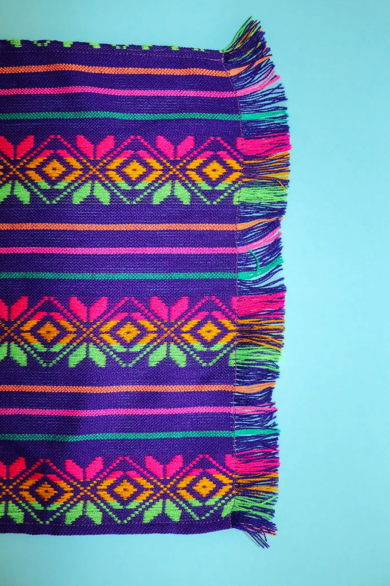 Mexican Fabric Table Runner - Bright purple