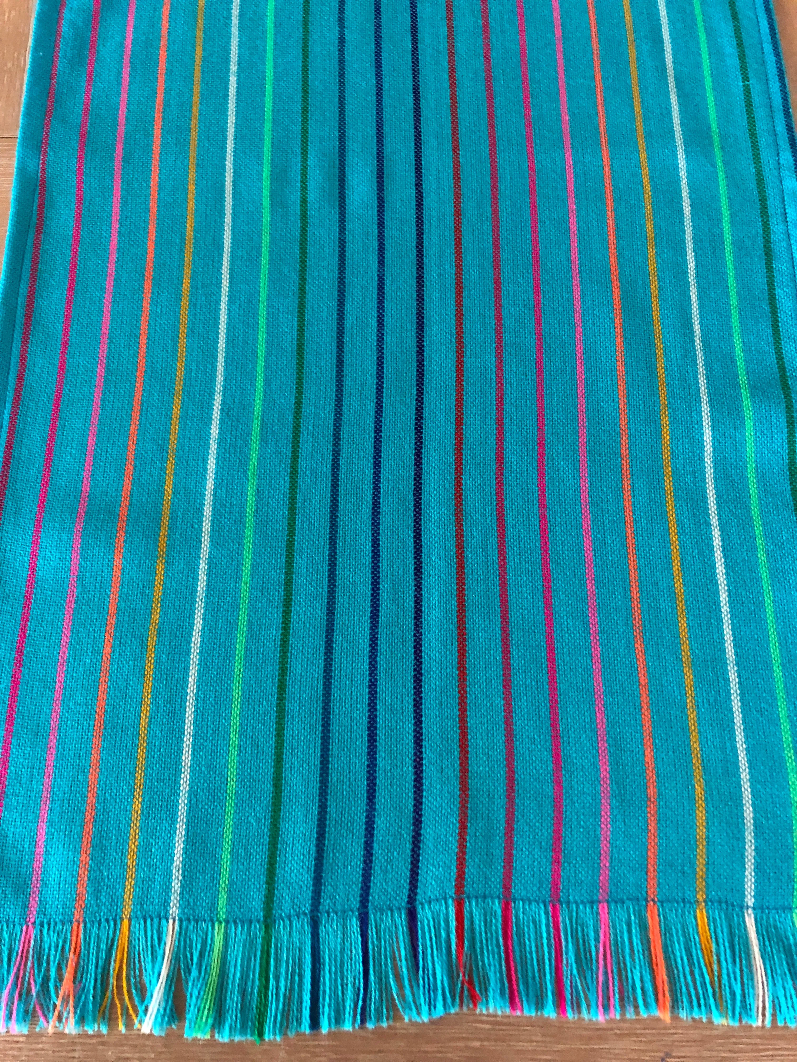 Mexican Fiesta Table Runner or Tablecloth -Turquoise striped