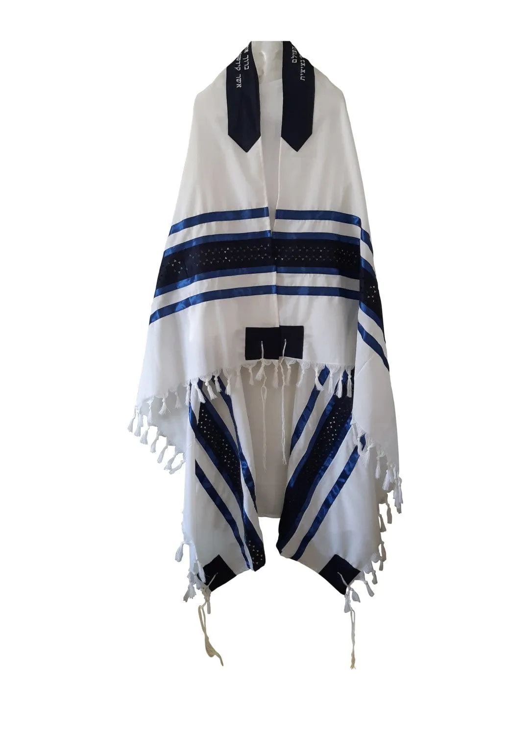 Modern Blue Star Of David Wool Tallit, Bar Mitzvah Tallit Set, Hebrew Prayer Shawl, Tallit from Israel, Custom Tallit, Contemporary Tallit