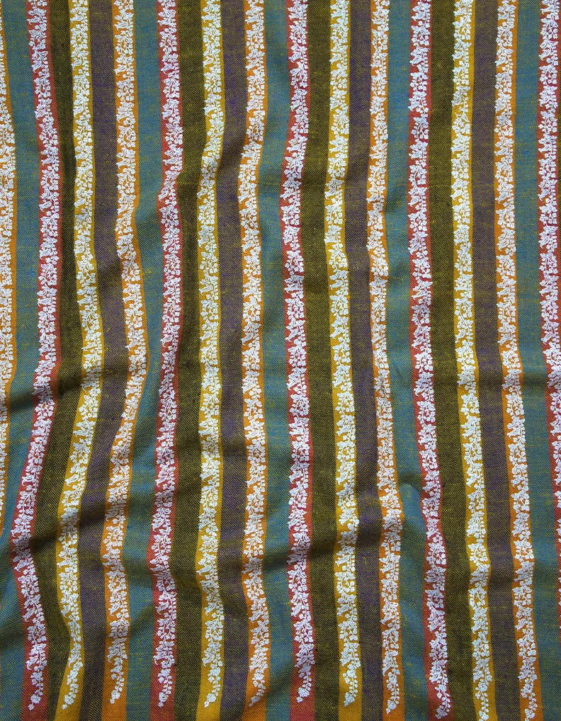 multi-colored striped embroidery pashmina shawl 8779