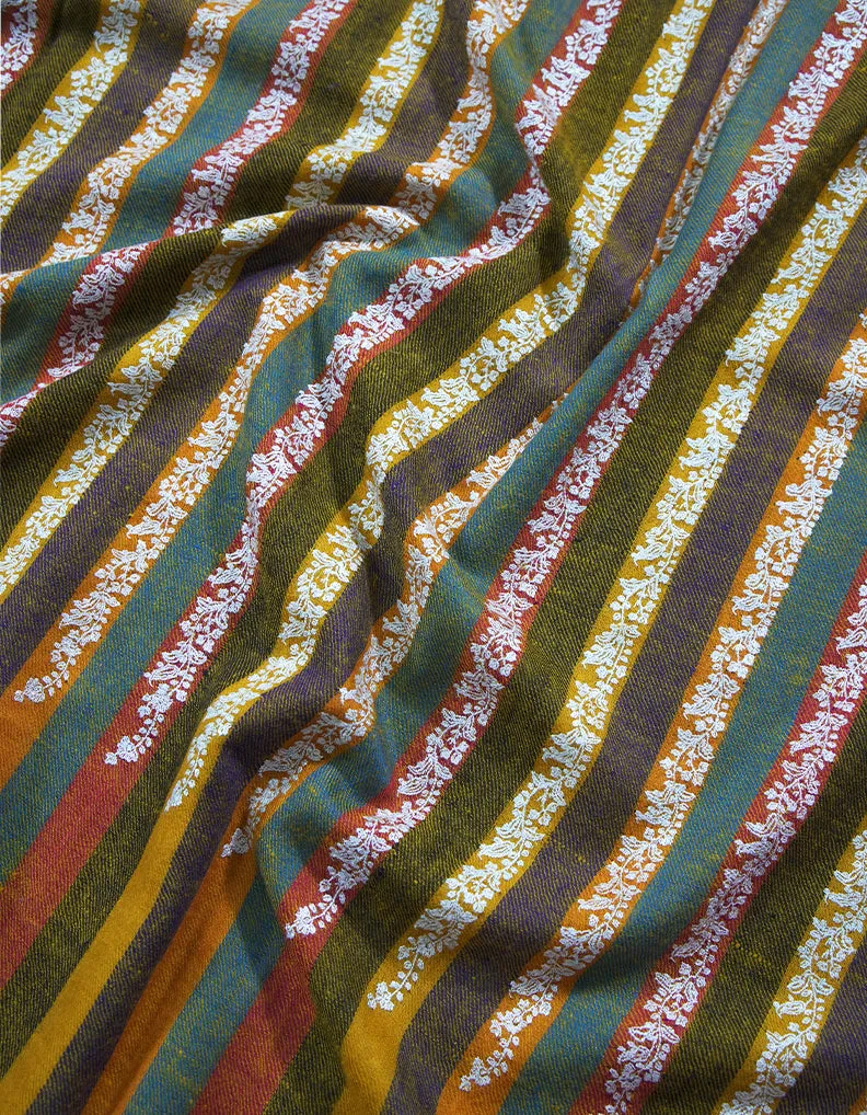 multi-colored striped embroidery pashmina shawl 8779