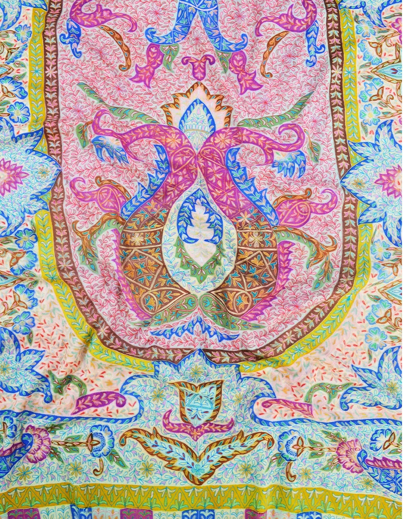 multi-coloured kalamkari Pashmina shawl 8633