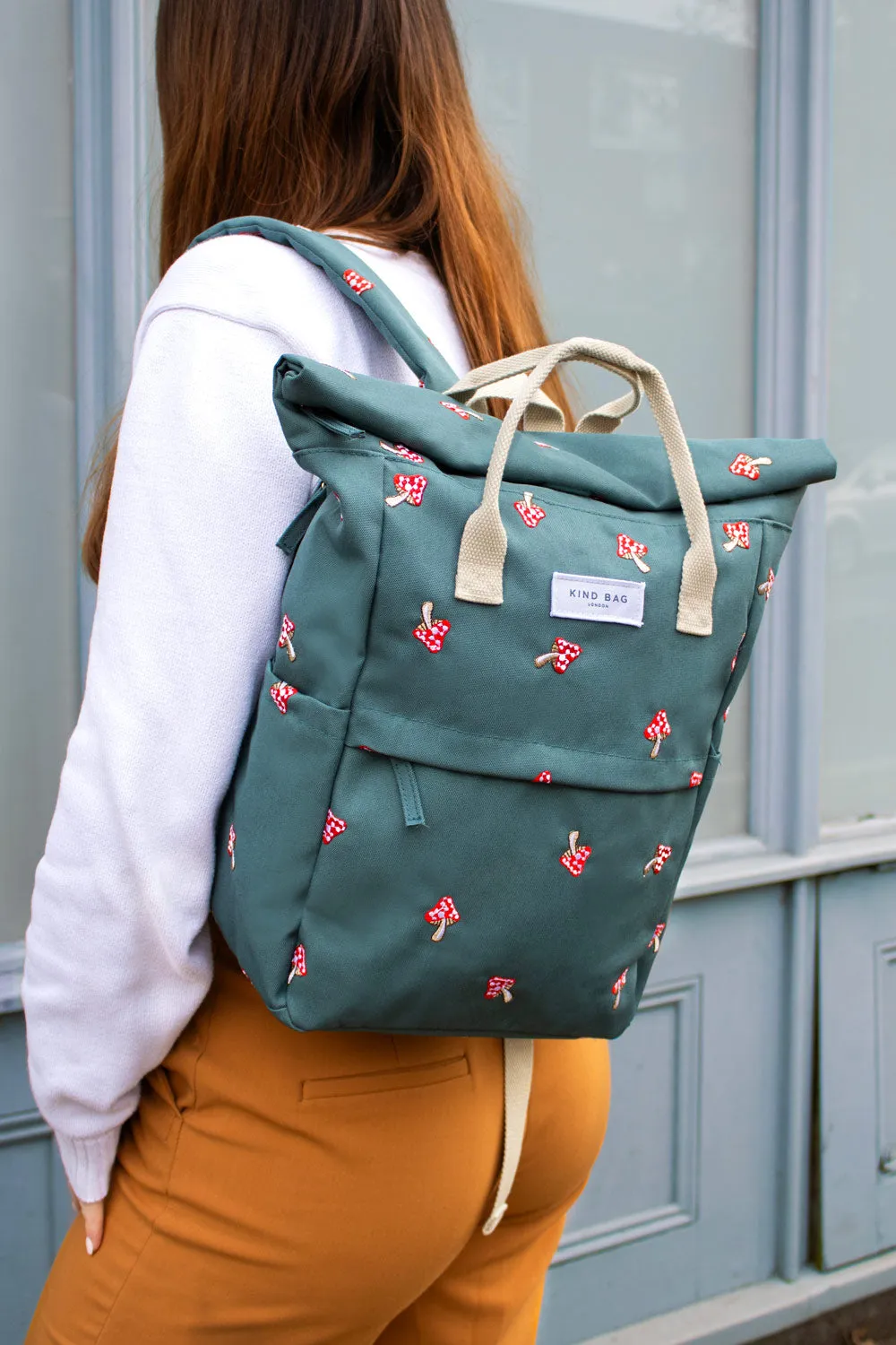 Mushrooms Green | Embroidered “Hackney” Backpack | Medium - PRE-ORDER