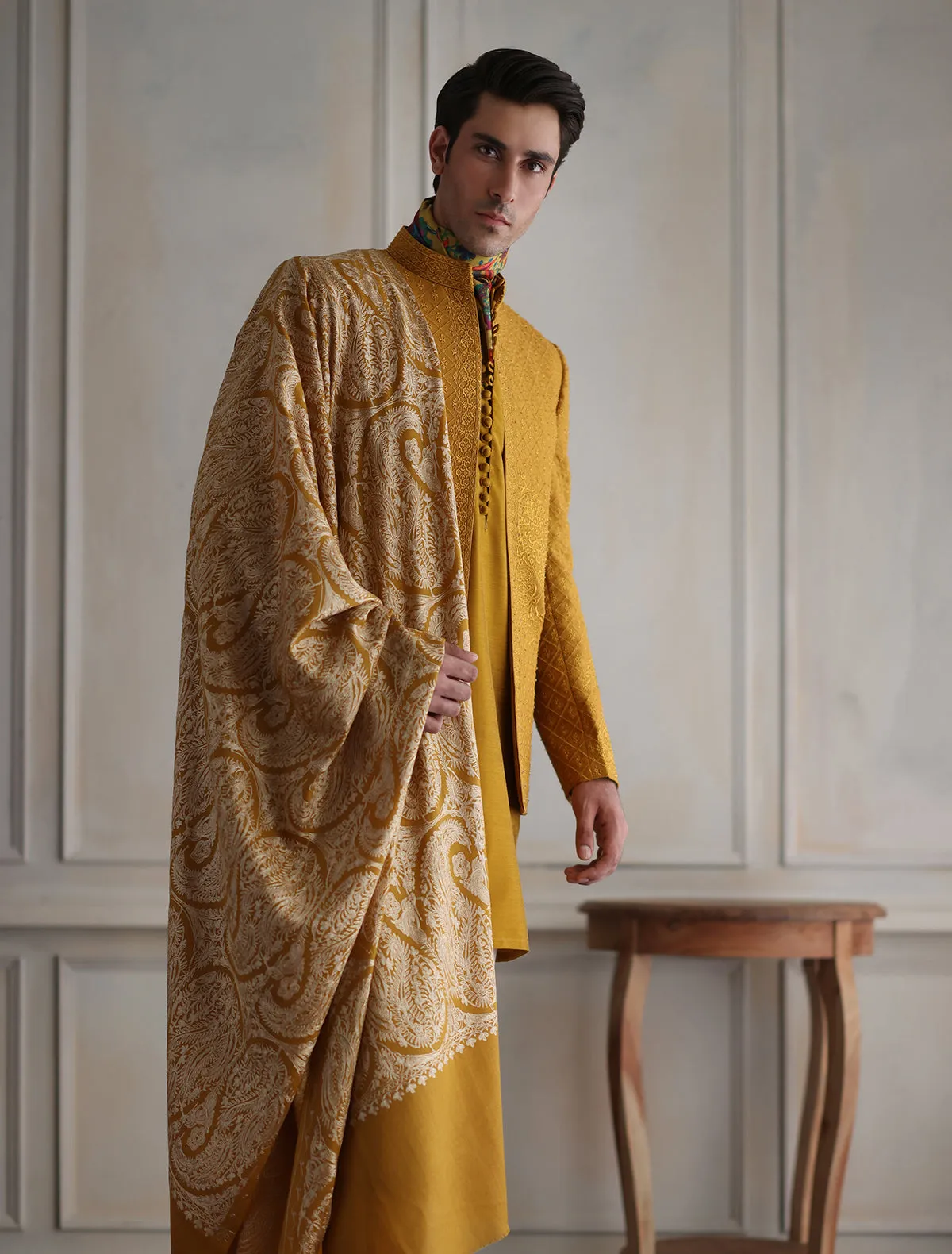 MUSTARD EMBROIDERED SHAWL