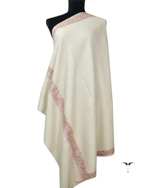 Natural Off White Pashmina Shawl With Tilla 5830