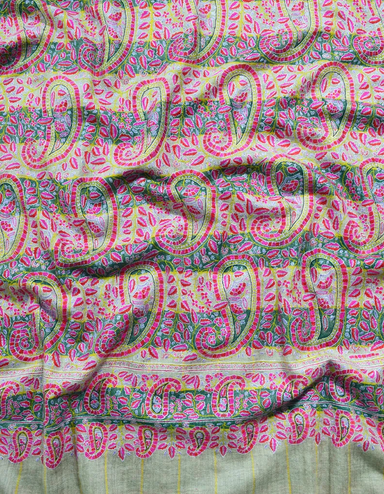 Natural Pashmina Shawl With Embroidery 5929