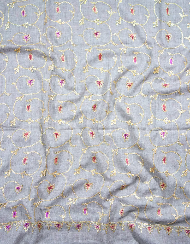 natural tilla embroidery Pashmina shawl 8714