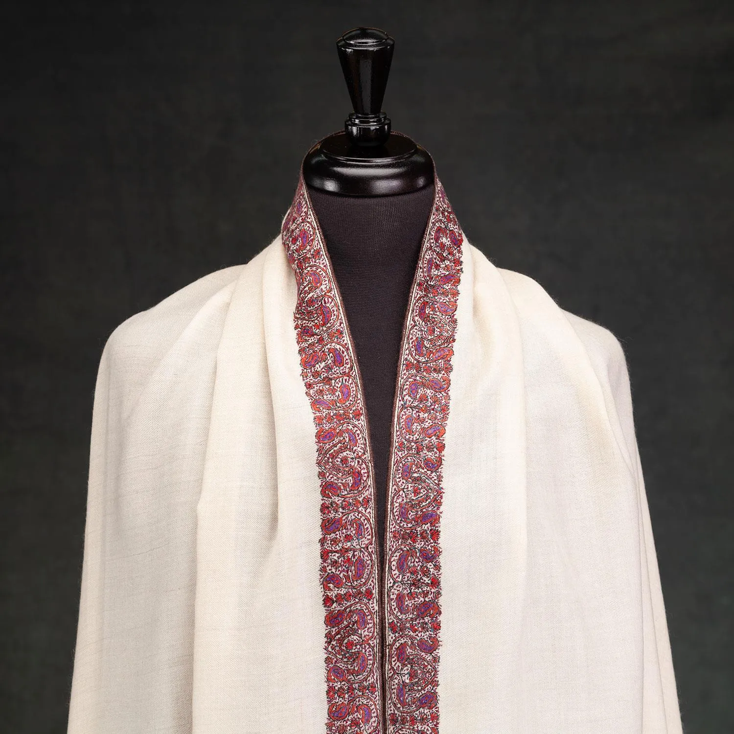 Off-White Sozni Hand Embroidered in Red & Teal