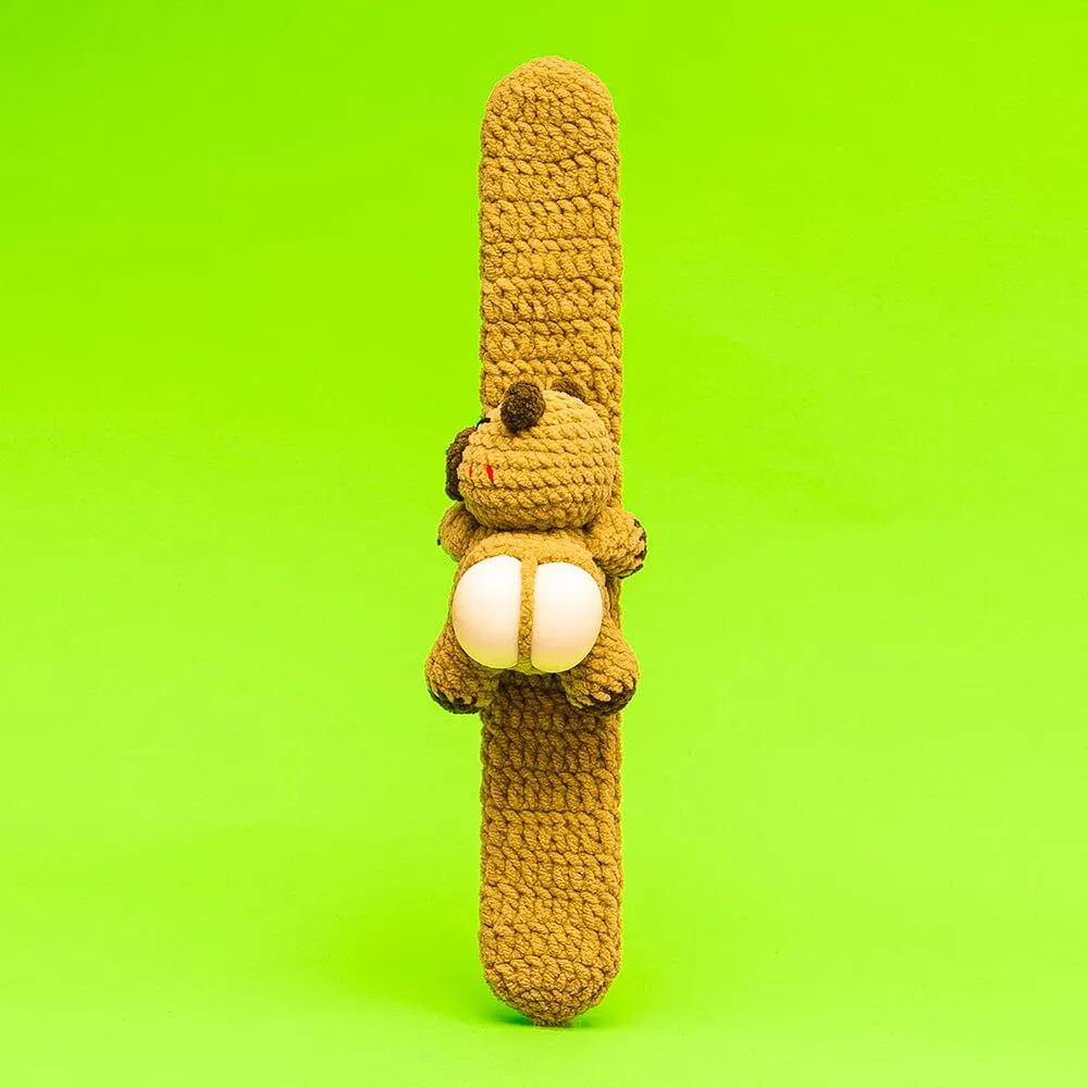 Press Bubble Brown Bear with Slap Bracelet Crochet Kit