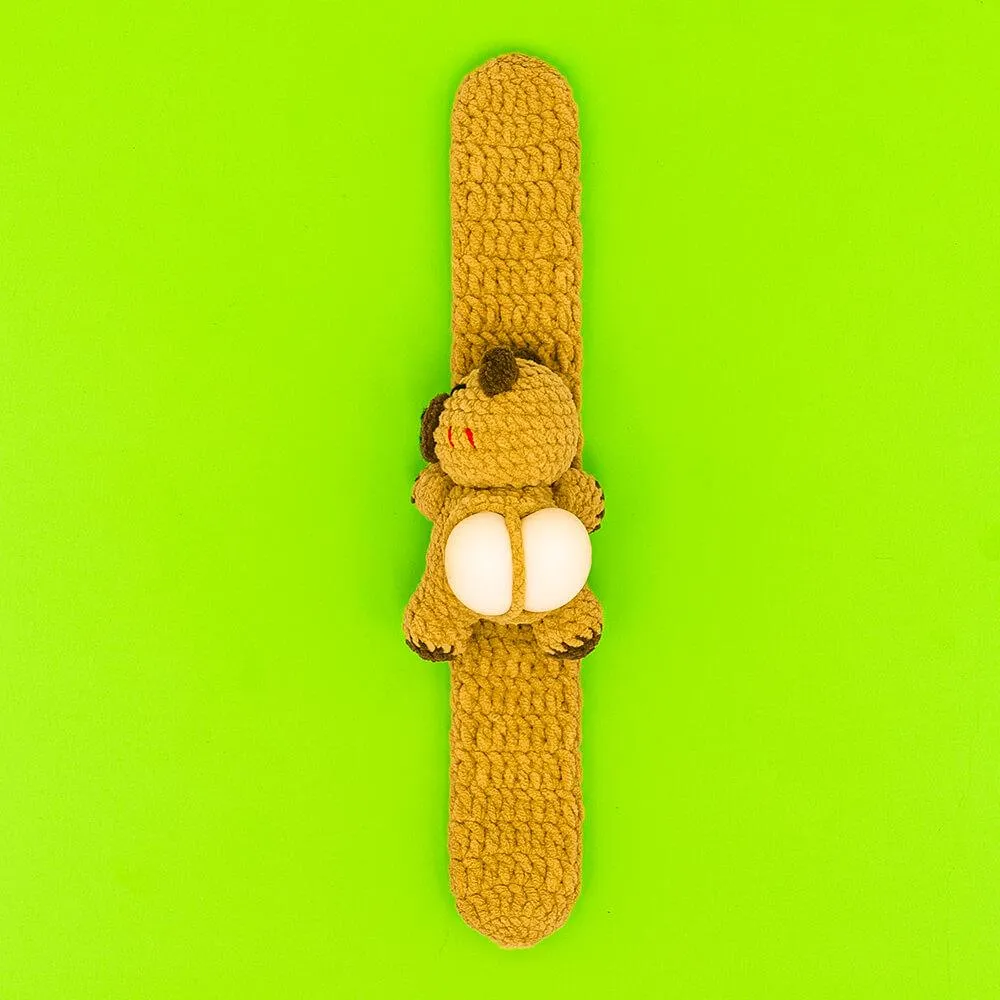 Press Bubble Brown Bear with Slap Bracelet Crochet Kit