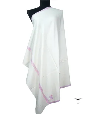pure white embroidery pashmina shawl 8892