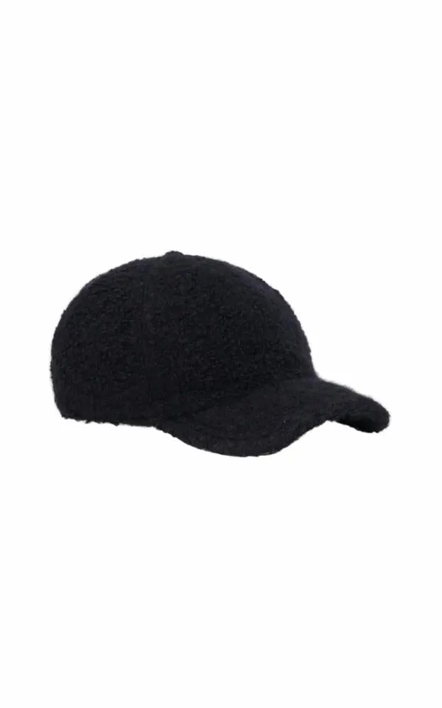 Russ Baseball Hat in Black Recycled Cashmere Boucle