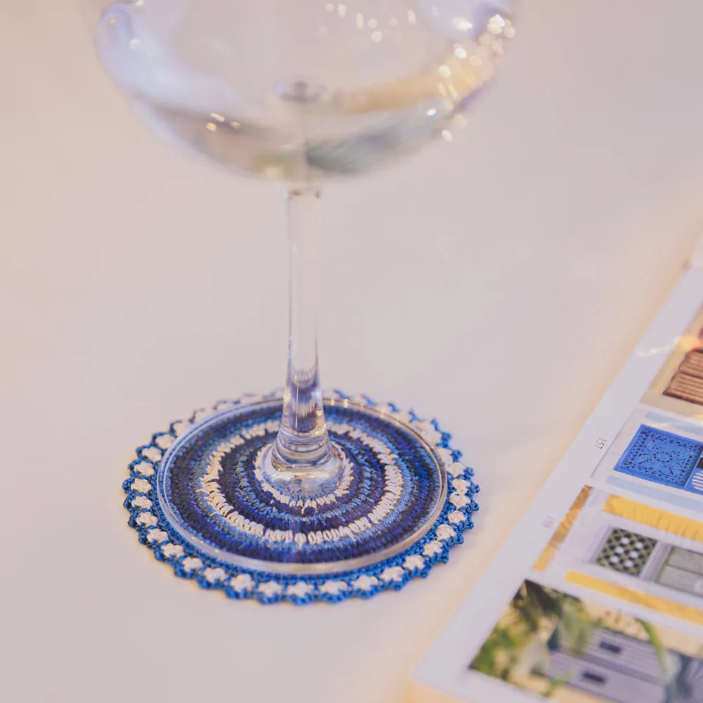 Samoolam Handmade Crochet Table Coasters (Blue ~ Set of 6)