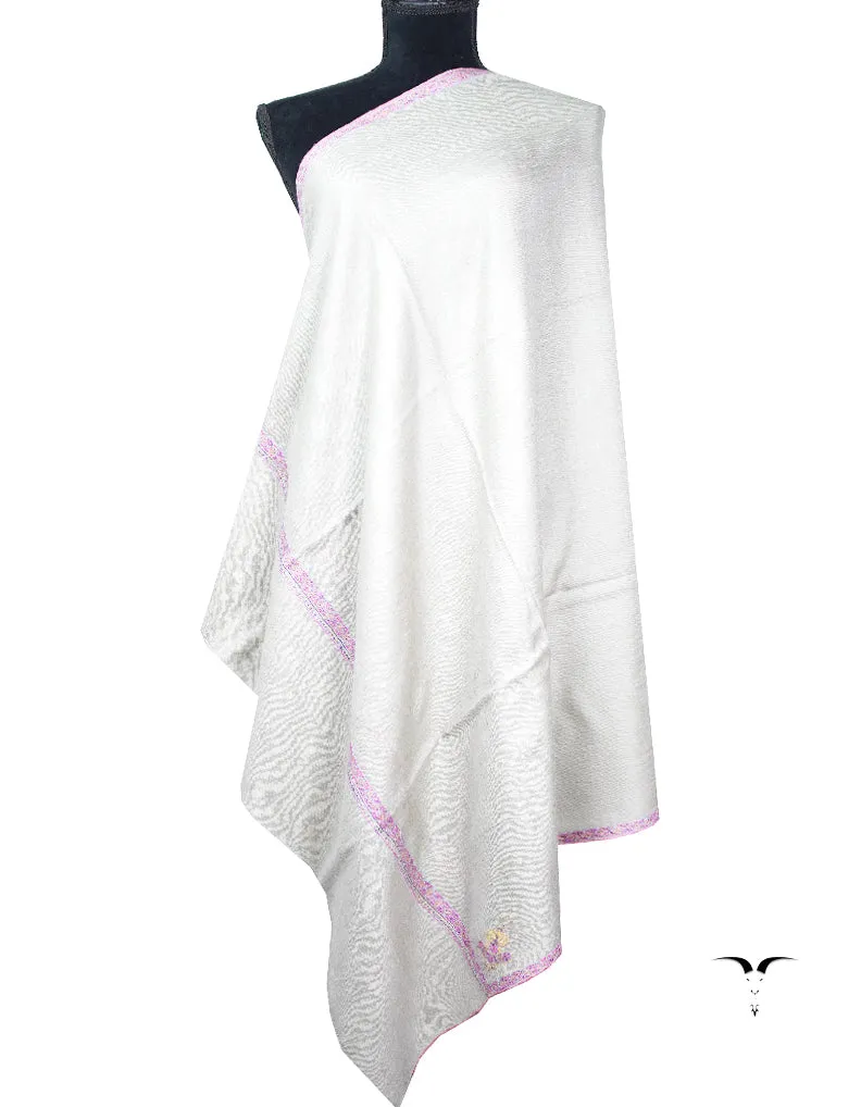 smoke grey embroidery Pashmina shawl 8685