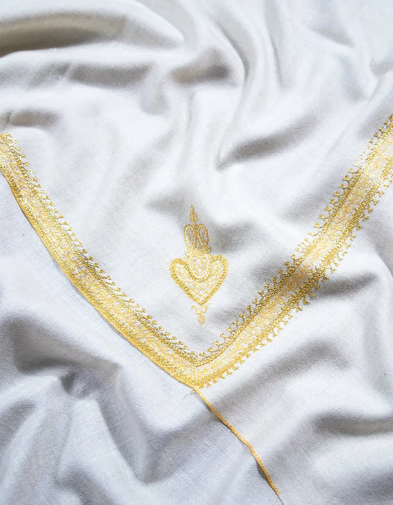 snow white tilla embroidery Pashmina shawl 8698