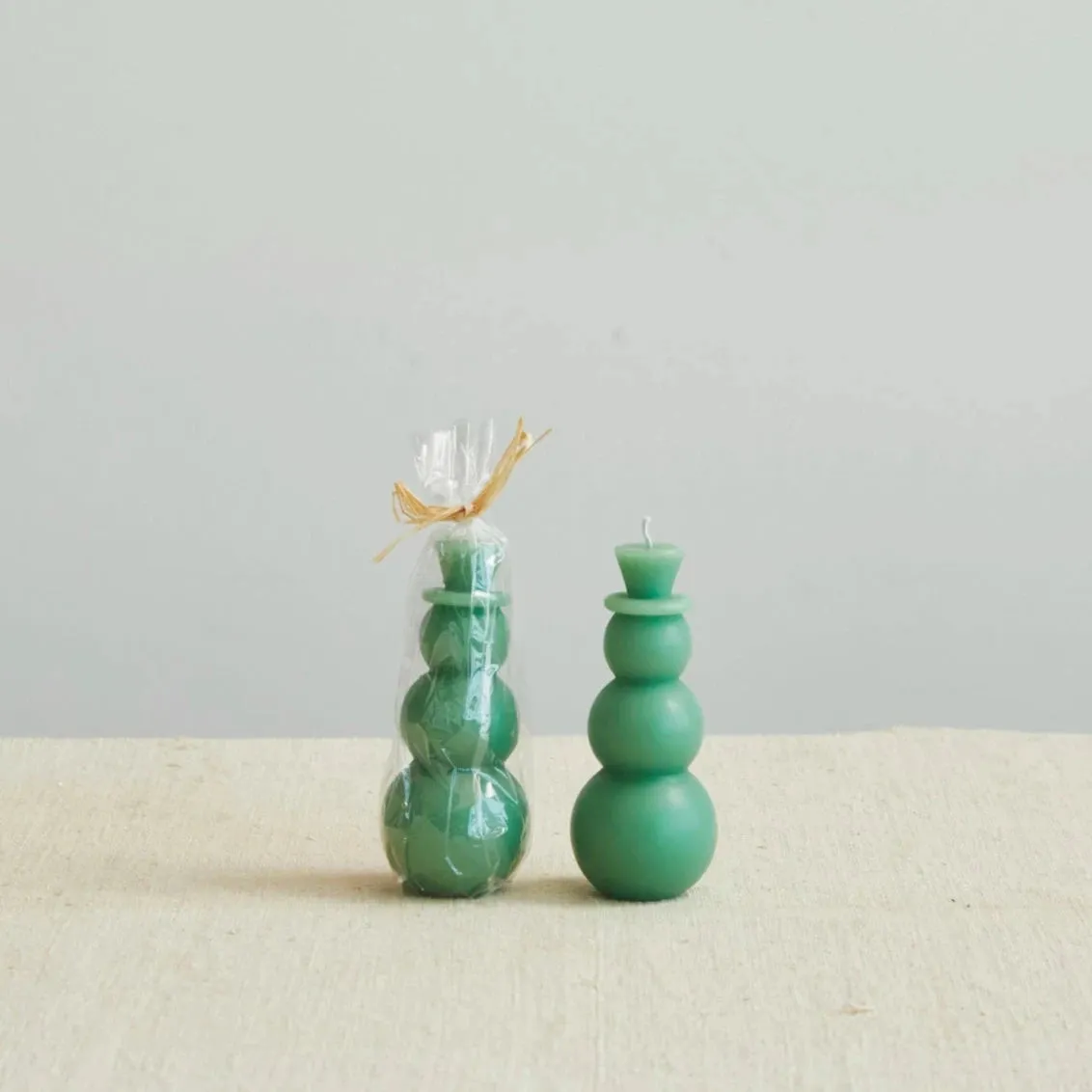 Snowman Shaped 4.5" Candle, Green