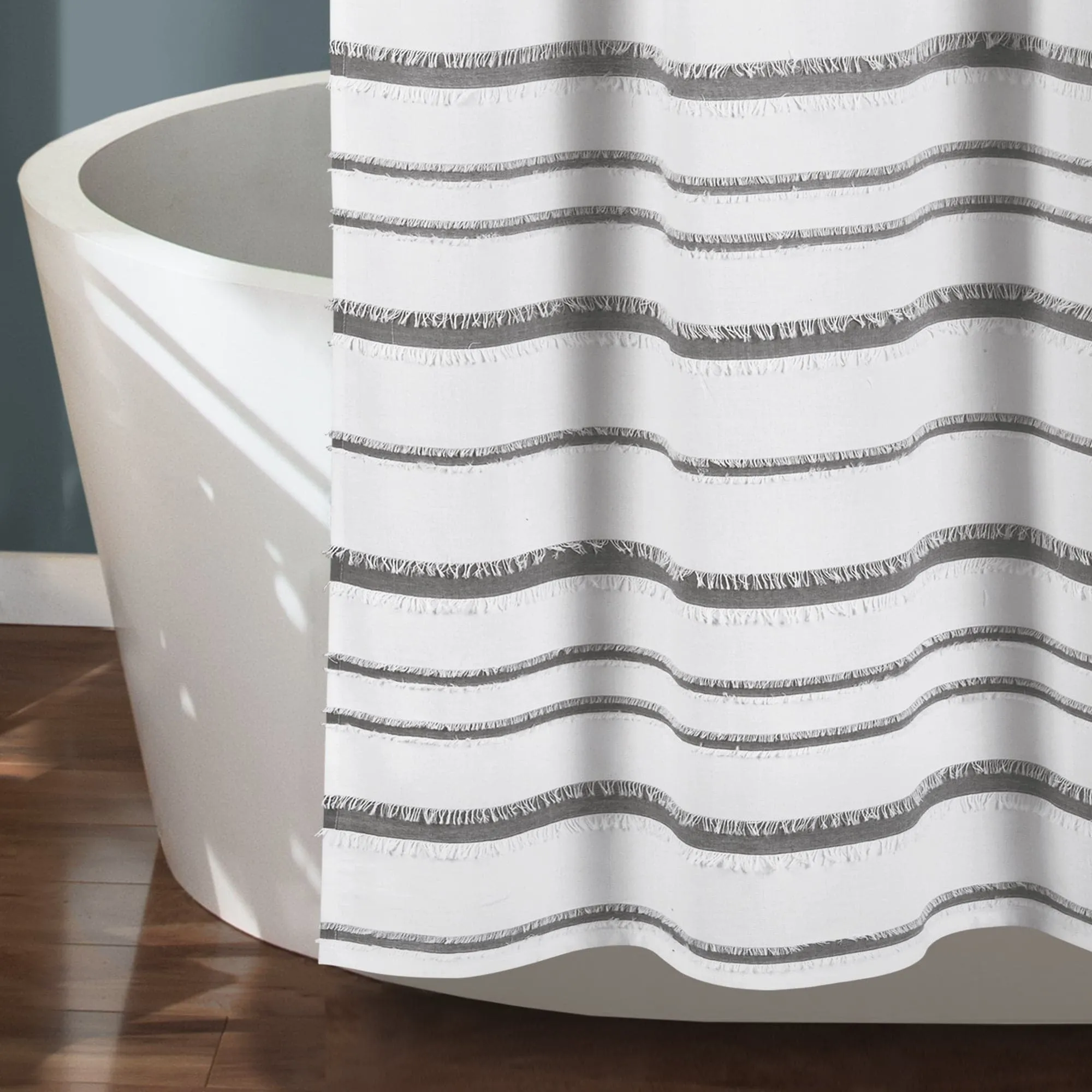 Stripe Clip Jacquard Shower Curtain