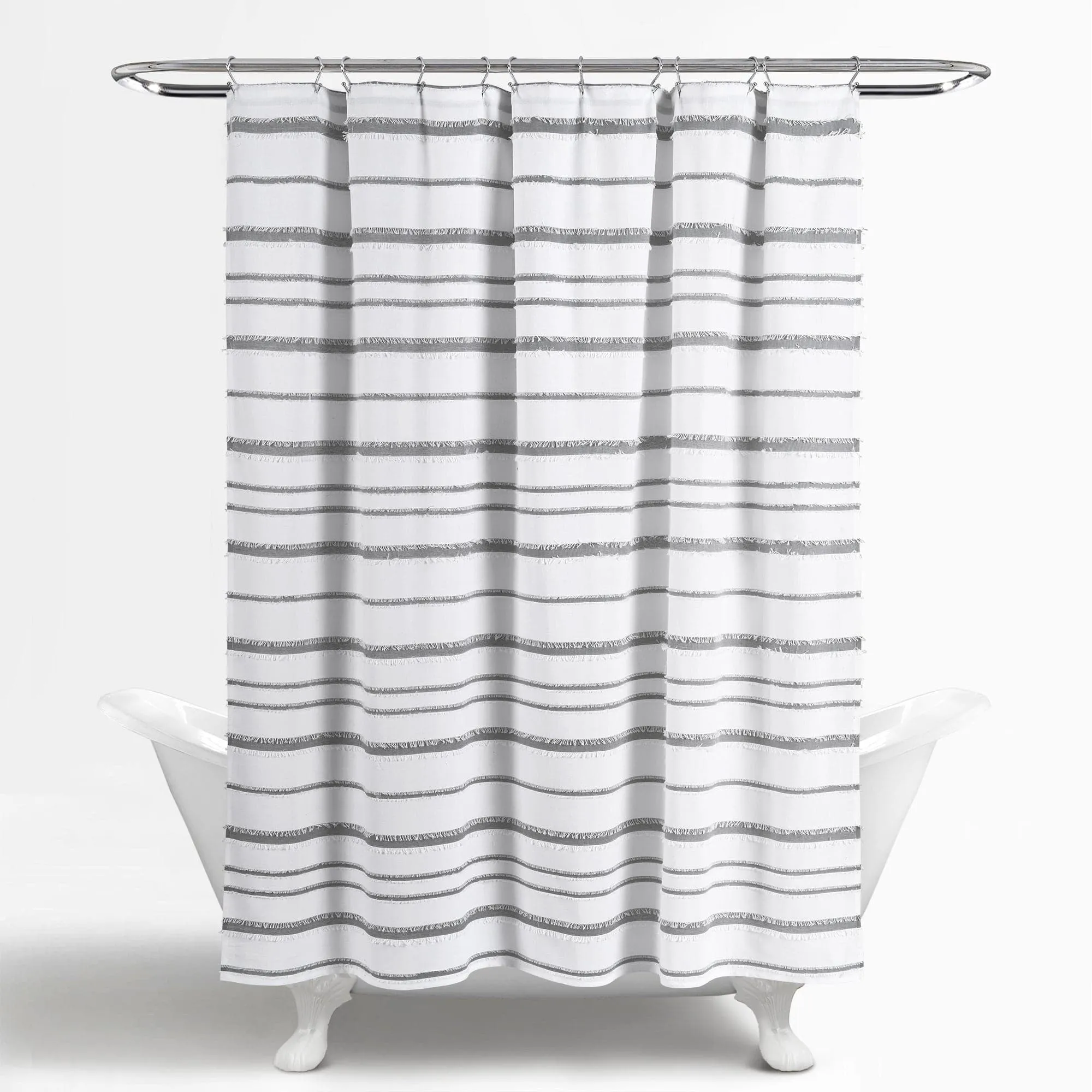 Stripe Clip Jacquard Shower Curtain