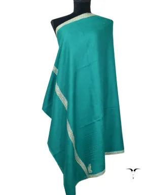 Teal Green Pashmina Shawl With Sozni 5812
