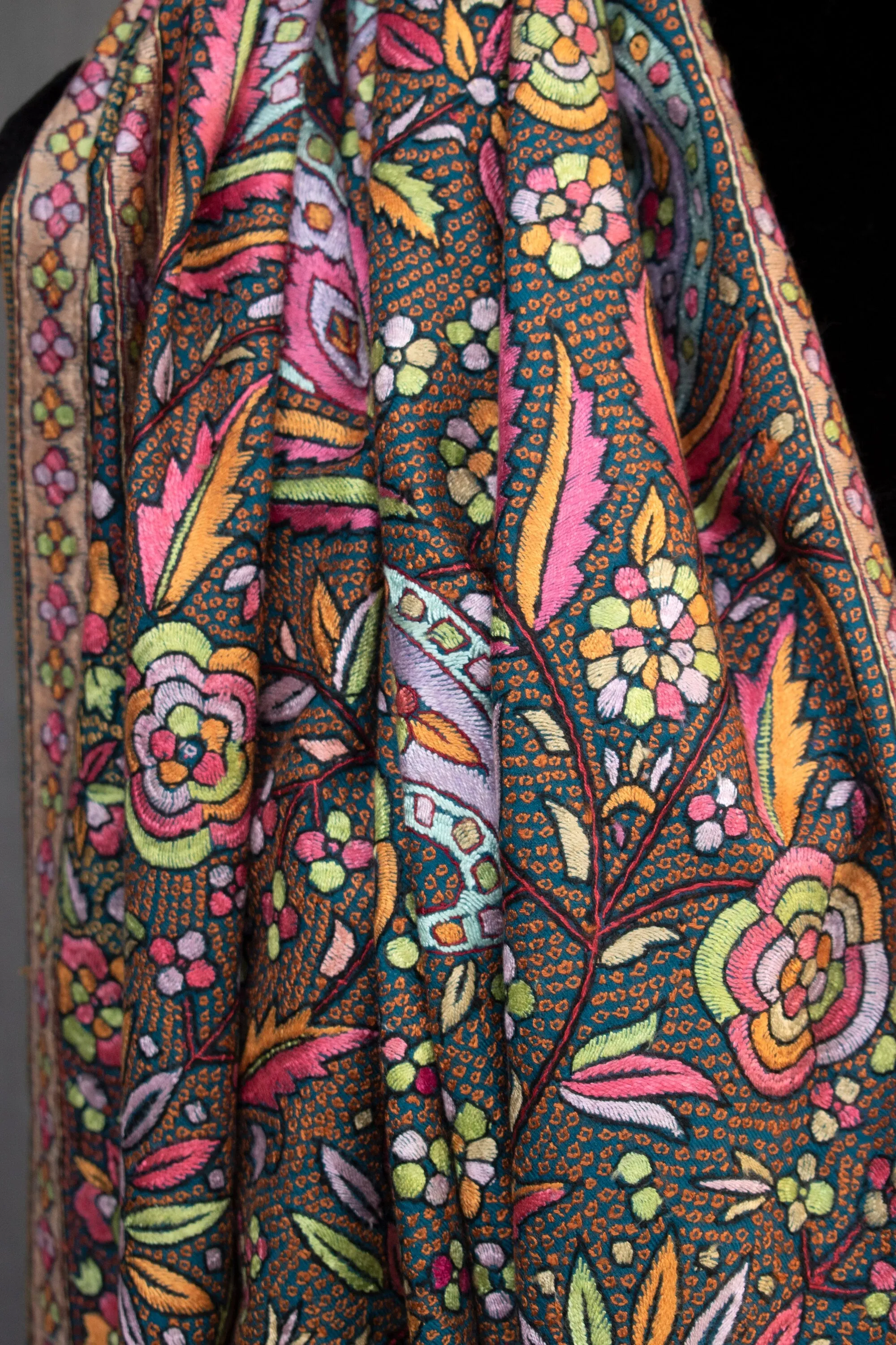 THE GREAT WINTERSALE Nirvana Pashmina Shawl, Hand Embroidered Cashmere Jama, Elite Woman, Made in Kashmir, 40x80"