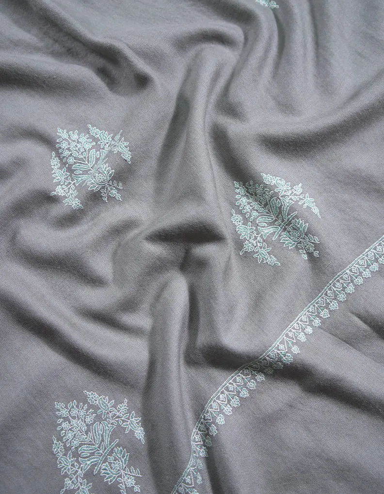 thunder gray booti embroidery pashmina shawl 8742