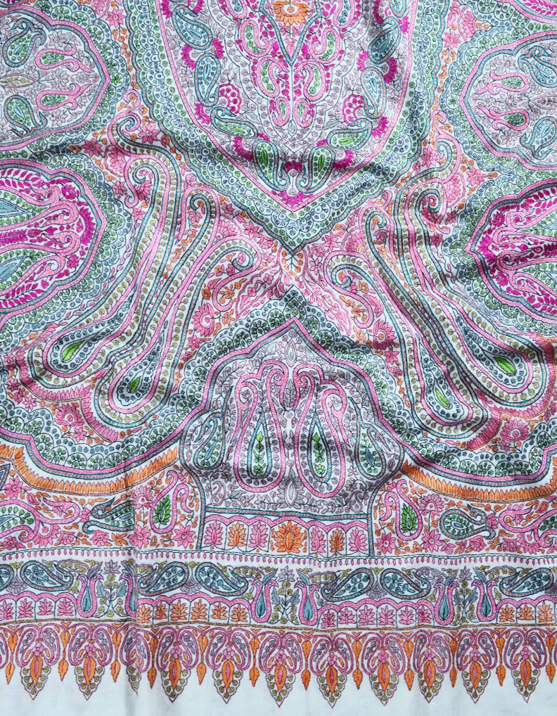 white jamma embroidery pashmina shawl 8088